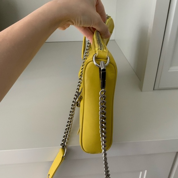 REBECCA MINKOFF Large Classic MAC Yellow Crossbody Silver Hardware Leather Purse - Picture 3 of 16